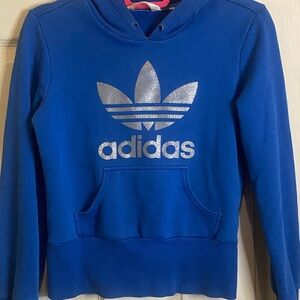 Adidas Blue Hoodie with Metallic Logo